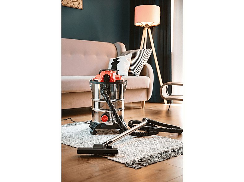 Aspirador sin bolsa - CAMRY CR7045, Aspirador Industrial Profesional con Toma de Corriente, Aspiradora Seco y Húmedo, Función So, 3400 W, Depósito 25 l, Rojo / Acero Inoxidable — foto 5