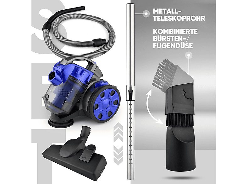 Aspirador sin bolsa - CLATRONIC BS 1308, 700 W, Depósito 2 l, Azul — foto 6