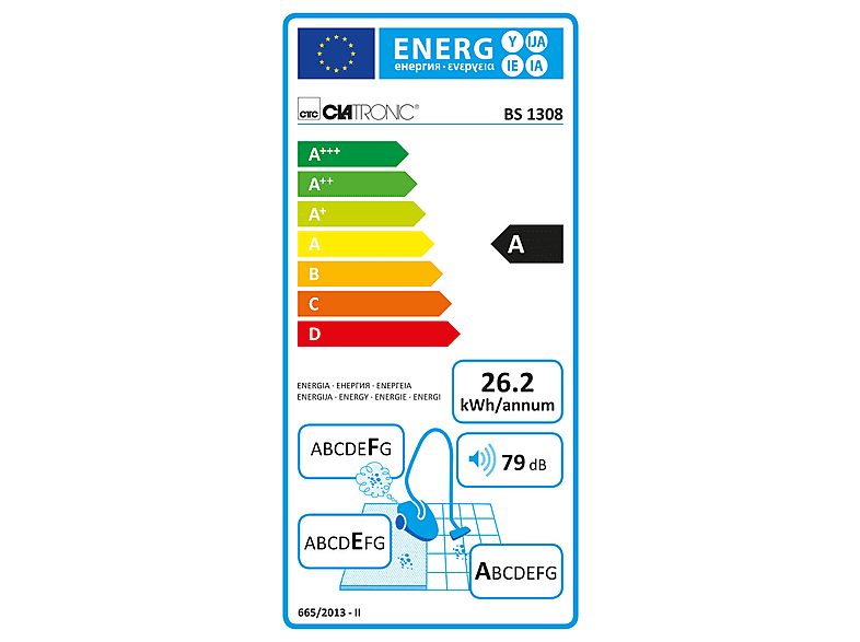Aspirador sin bolsa - CLATRONIC BS 1308, 700 W, Depósito 2 l, Azul — foto 9