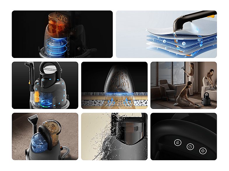 Aspirador sin bolsa - DEERMA BY200S, 1200 W, Depósito 1.7l, Plata — foto 8