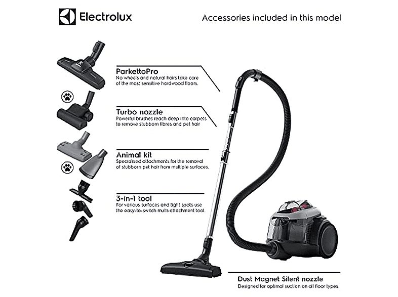 Aspirador sin bolsa - ELECTROLUX 900 258 548, 700 W, Potencia de succión 700 W, Depósito 1,6 l, Gris — foto 3