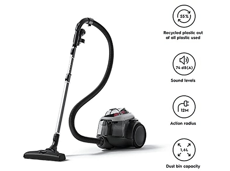 Aspirador sin bolsa - ELECTROLUX 900 258 548, 700 W, Potencia de succión 700 W, Depósito 1,6 l, Gris — foto 9