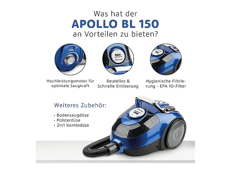 Aspirador sin bolsa - FAKIR 3662003, 800 W, Depósito 3 l, Azul — foto 5