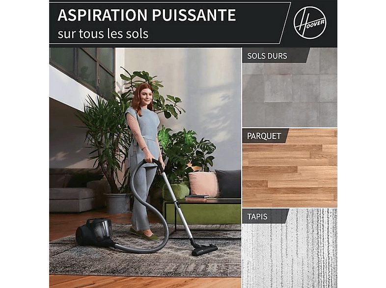 Aspirador sin bolsa - HOOVER HP110HM 011, 700 W, Depósito 2 l, Azul — foto 5