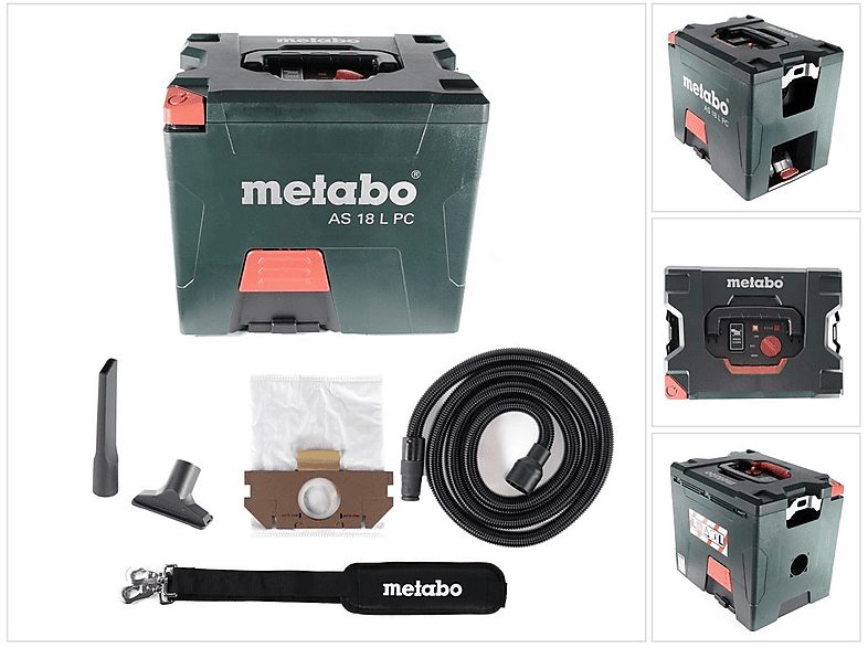 METABO Aspirador sin bolsa - METABO 602021850, 18 W, Depósito 7,5 l, Negro