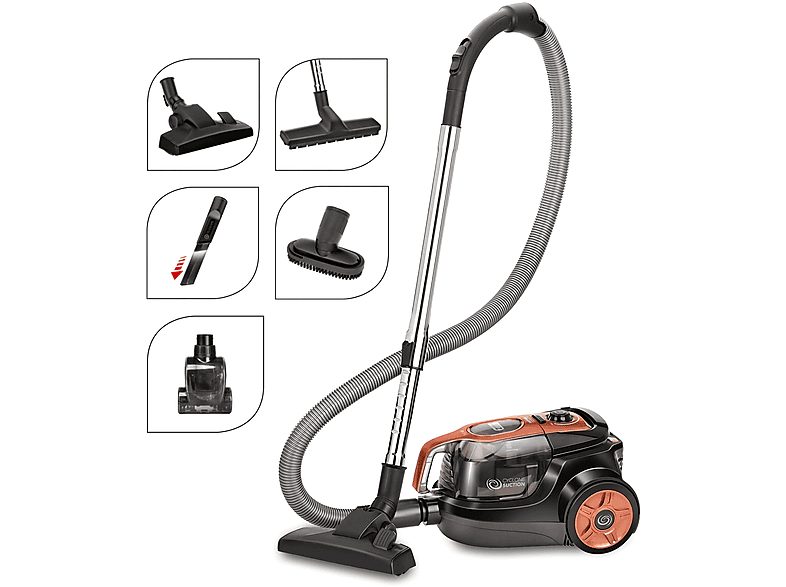 MPM Aspirador sin bolsa - MPM MOD-25, 750 W, Depósito 1,1 l, Negro/Naranja