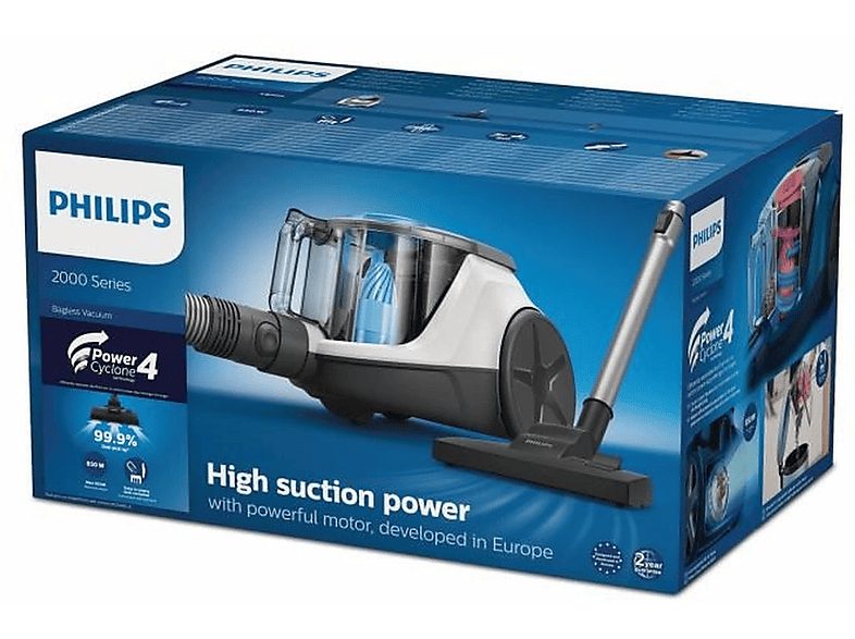 Aspirador sin bolsa - PHILIPS XB2122/09, 850 W, Potencia de succión 750 W, Depósito 1,3 l, Blanco — foto 6