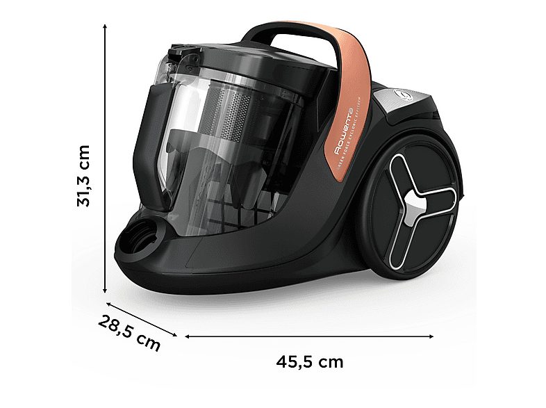 Aspirador sin bolsa - ROWENTA Green Force  Cyclonic Effitech RO7C30, 500 W, Depósito 2,5 l, Negro, Naranja — foto 3