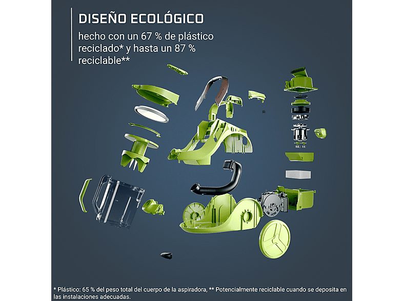 Aspirador sin bolsa - Rowenta Green Force Cyclonic Effitech+ RO7C71, 900W, 2.5 L, Filtración HEPA, Radio Acción 9 m, 66 dB(A), Kit hogar y coche, Azul — foto 3