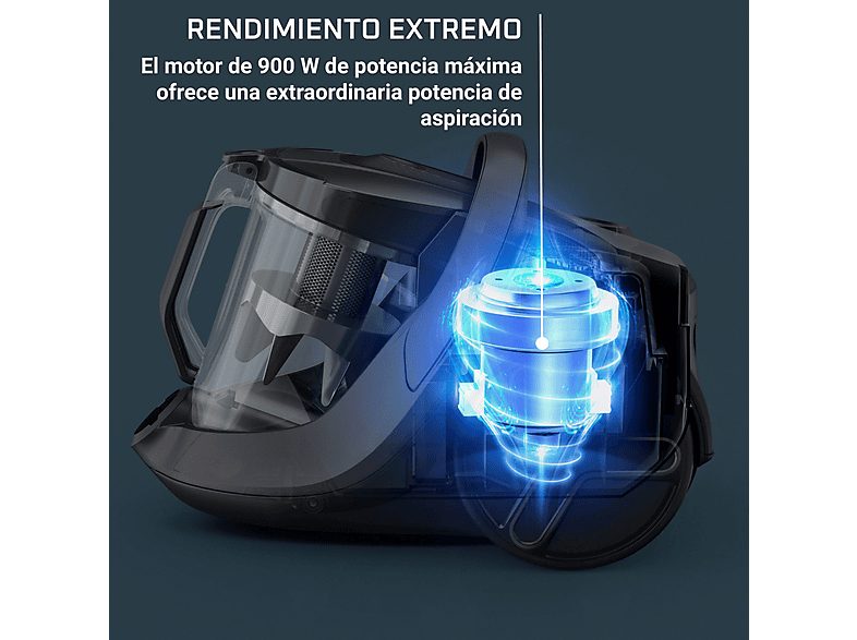 Aspirador sin bolsa - Rowenta Green Force Cyclonic Max RO7B13EA, 900W, 2.5 L, Filtro HEPA, Radio acción 9 m, 73 dB(A), Negro — foto 2