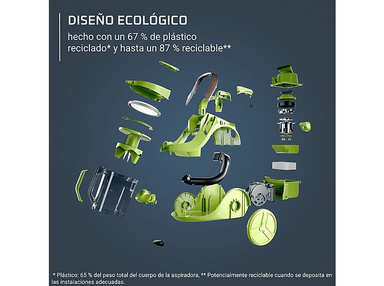 Aspirador sin bolsa - Rowenta Green Force Cyclonic Max RO7B13EA, 900W, 2.5 L, Filtro HEPA, Radio acción 9 m, 73 dB(A), Negro — foto 3