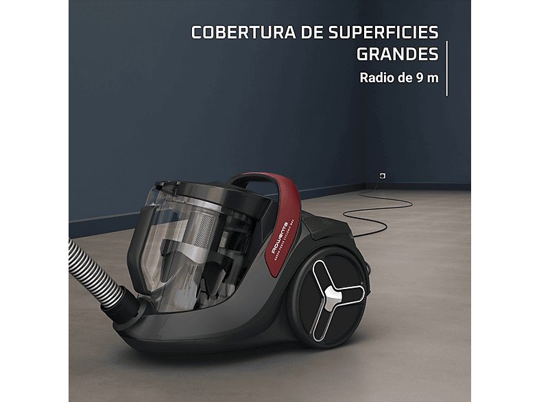 Aspirador sin bolsa - Rowenta Green Force Cyclonic Max RO7B13EA, 900W, 2.5 L, Filtro HEPA, Radio acción 9 m, 73 dB(A), Negro — foto 5