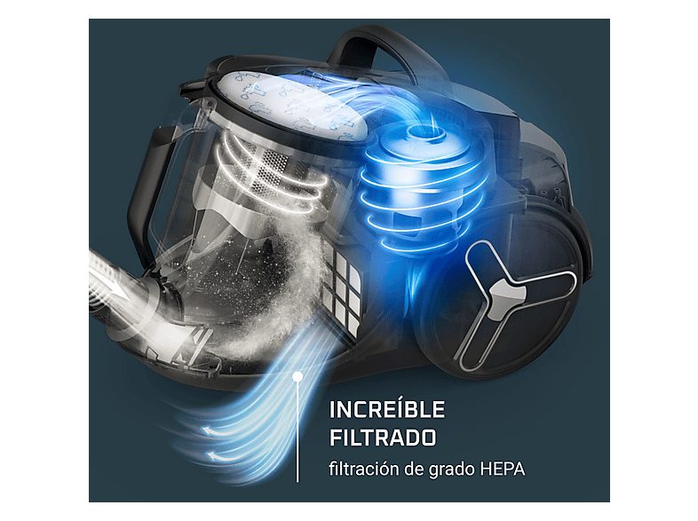 Aspirador sin bolsa - Rowenta Green Force Cyclonic Max RO7B13EA, 900W, 2.5 L, Filtro HEPA, Radio acción 9 m, 73 dB(A), Negro — foto 6