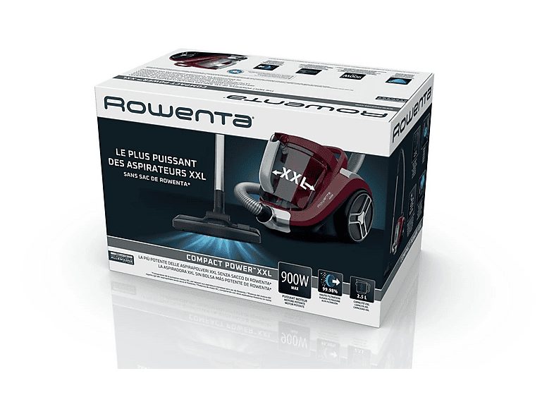 Aspirador sin bolsa - ROWENTA RO4B63EA, 900,00 W, Potencia de succión 750 W, Depósito 2,50 l, Rojo — foto 3