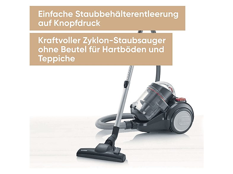 Aspirador sin bolsa - SEVERIN CY  7089, 800 W, Potencia de succión 750 W, Depósito 2,1 l, negro — foto 2