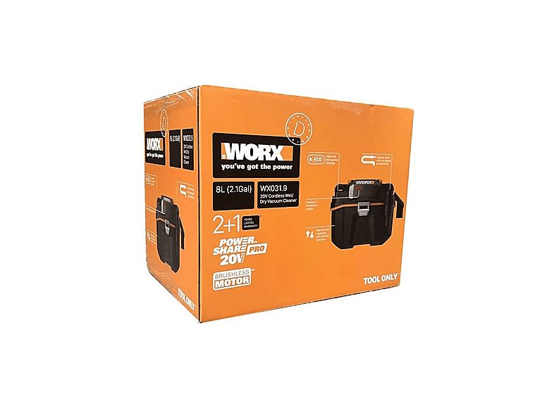 Aspirador sin bolsa - WORX WX031.9, 300 W, Depósito 8 l, Negro — foto 4