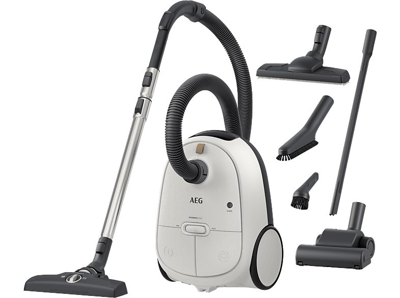Aspiradora con bolsa - AEG AB61H6SW, 850 W, Potencia de succión 20300 AirWatt, Depósito 3,5 l, Blanco