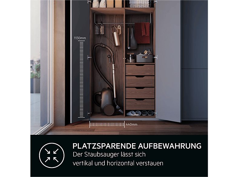 Aspiradora con bolsa - AEG AB61H6SW, 850 W, Potencia de succión 20300 AirWatt, Depósito 3,5 l, Blanco — foto 5