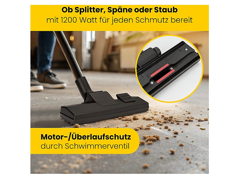 Aspiradora seco y húmedo - CLATRONIC 263978, 1200 W, Potencia de succión 1200 W, Depósito 20 l, Inox — foto 5