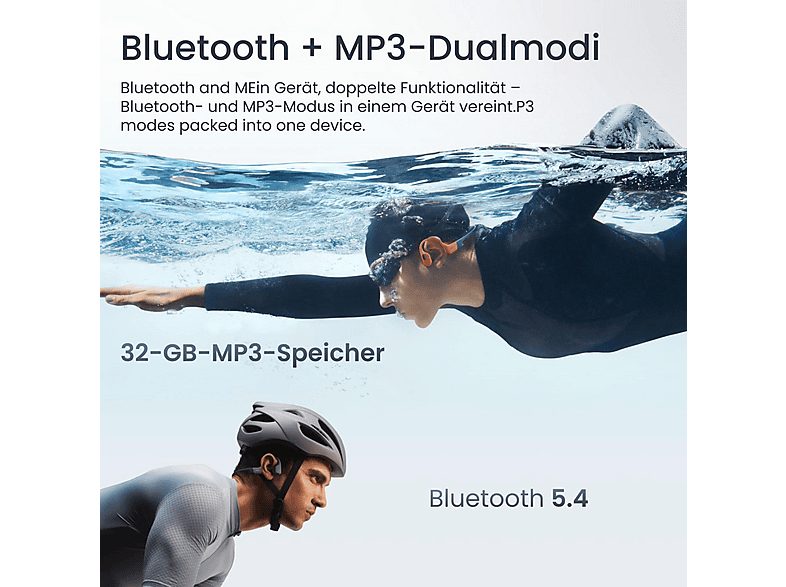 Auriculares conducción ósea  - OpenSwim Pro SHOKZ, Control remoto, Bluetooth, Red — foto 8