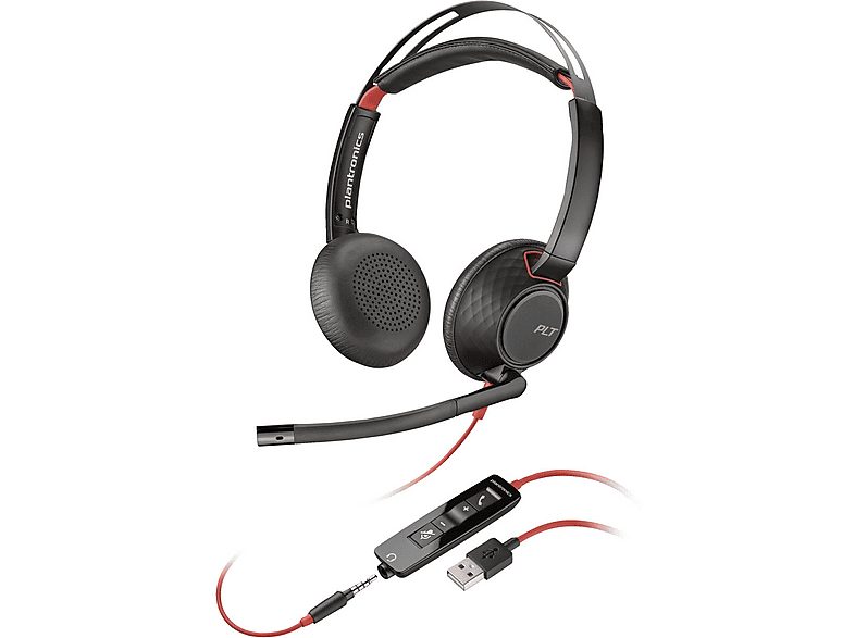 POLY Auriculares de diadema con cable  - Blackwire 5220 Stereo USB-A Headset (Bulk) POLY, Circumaurales, Negro