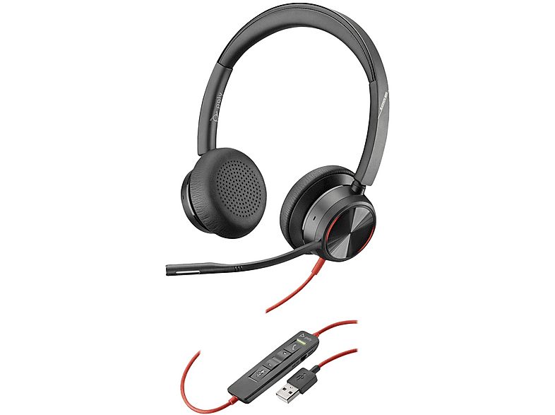 POLY Auriculares de diadema con cable  - Blackwire 8225 USB-A Headset POLY, Circumaurales, Negro