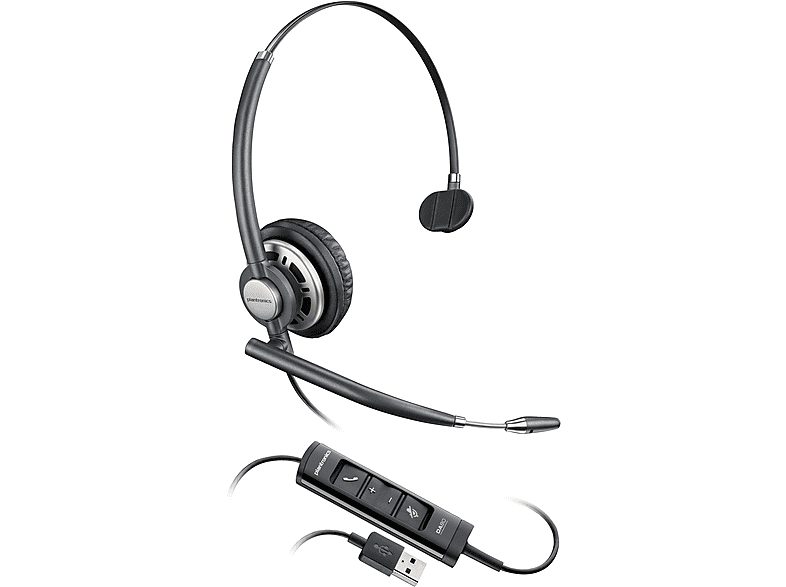 POLY Auriculares de diadema con cable  - EncorePro 715 USB-A Monoaural Headset TAA POLY, Circumaurales, Negro