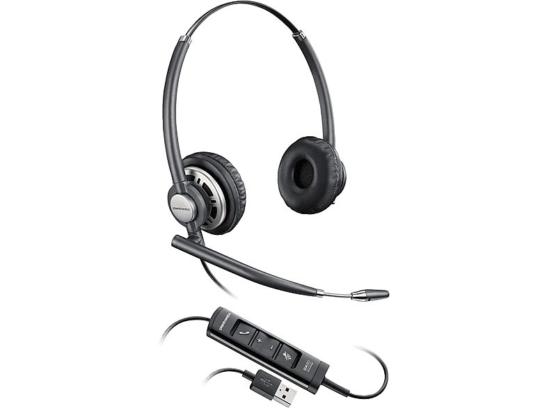POLY Auriculares de diadema con cable  - EncorePro 725 USB-A Stereo Headset TAA POLY, Circumaurales, Negro