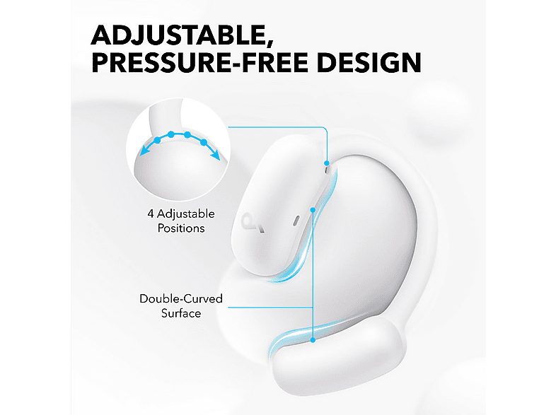 Auriculares deportivos  - AeroFit 2 SOUNDCORE BY ANKER, Control remoto, Bluetooth, Blanco — foto 3