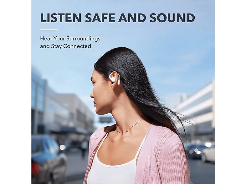 Auriculares deportivos  - AeroFit SOUNDCORE BY ANKER, Control remoto, Bluetooth, Rosa claro — foto 5