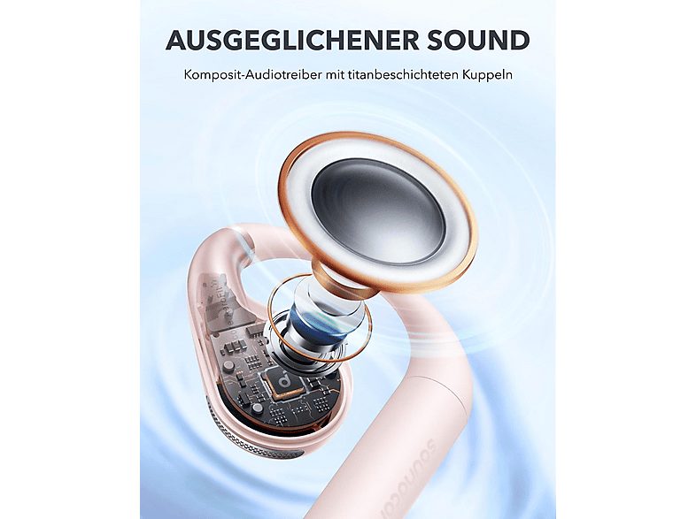 Auriculares deportivos  - AeroFit SOUNDCORE BY ANKER, Control remoto, Bluetooth, Rosa claro — foto 9