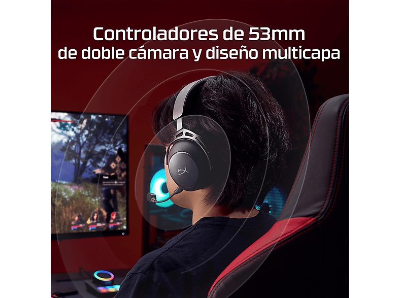 Auriculares gaming - HyperX Cloud Alpha 2, Inalámbricos, batería 250h, PC/Consolas, Micrófono, Sonido Hi-Fi, Negro — foto 10