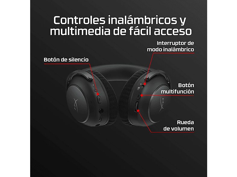 Auriculares gaming - HyperX Cloud Alpha 2, Inalámbricos, batería 250h, PC/Consolas, Micrófono, Sonido Hi-Fi, Negro — foto 6