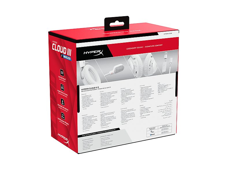 HYPERX Auriculares gaming  - HyperX Cloud III S Wireless White Gaming Headset HYPERX, Circumaurales, Bluetooth, Blanco