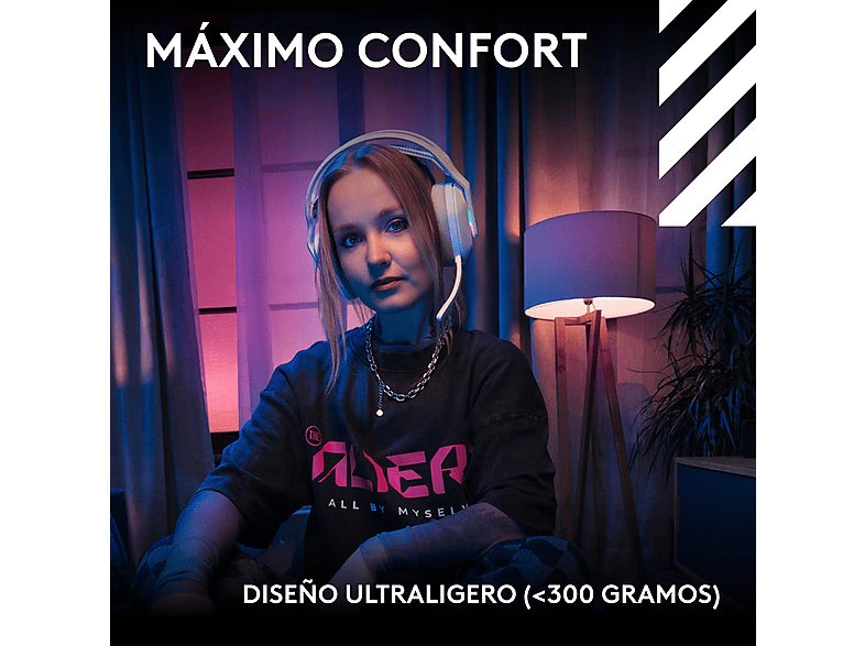 Auriculares gaming - Logitech G A20 X Lightspeed, Bluetooth, PS5-XBOX-Switch-PC, Playsync, Micrófono extraíble, Personalizable, Lightsync, Blanco — foto 7