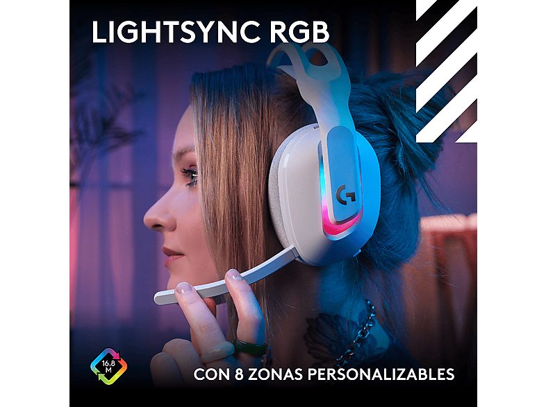 Auriculares gaming - Logitech G A20 X Lightspeed, Bluetooth, PS5-XBOX-Switch-PC, Playsync, Micrófono extraíble, Personalizable, Lightsync, Blanco — foto 8