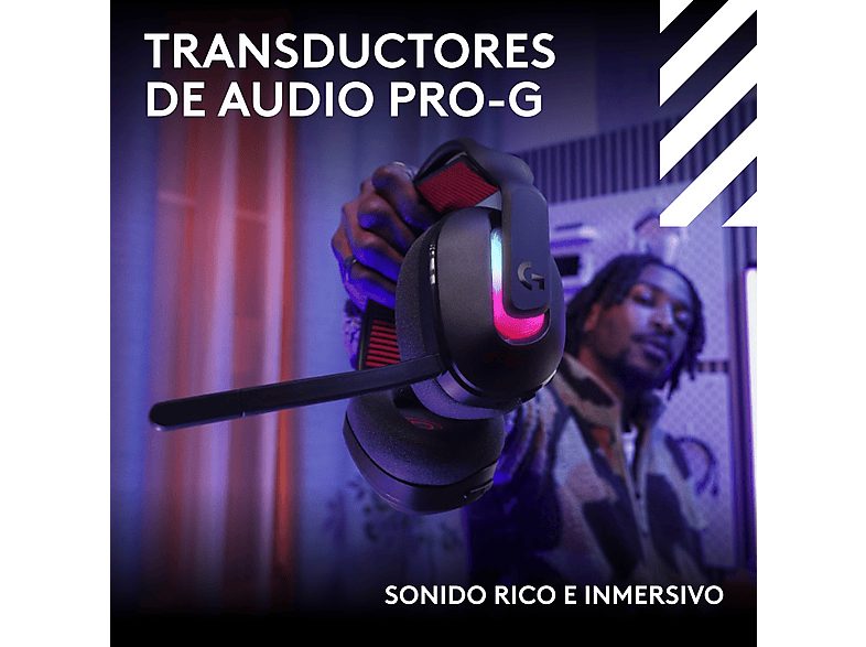 Auriculares gaming - Logitech G A20 X Lightspeed, Bluetooth, PS5-XBOX-Switch-PC, Playsync, Micrófono extraíble, Personalizable, Lightsync, Negro — foto 7