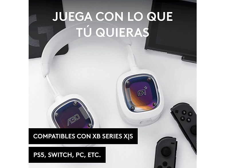 Auriculares gaming - Logitech G Astro A30, Bluetooth, 27h de batería, Micrófono desmontable, Compatible con Playstation 4 y 5, PC/Móvil, Blanco — foto 2