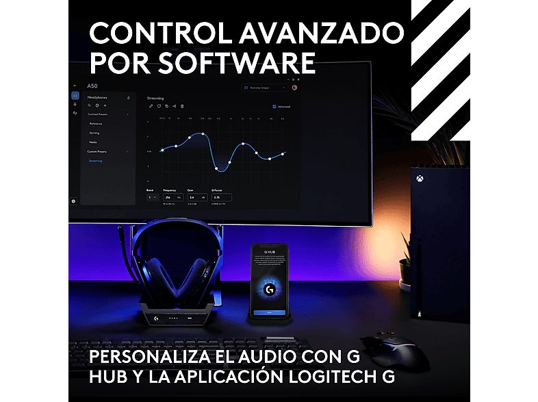 Auriculares gaming - Logitech G ASTRO A50 Gen 5 + Estación base PlaySync Audio, Inalámbrico, Micrófono 48kHz, PC-PS-Nintendo-Xbox, Lightspeed, Negro — foto 9