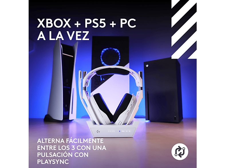 Auriculares gaming - Logitech G ASTRO A50 X, Estación base, Multidispositivo, HDMI 4K, Lightspeed, Micrófono, PC/Mac/PS/Xbox, Bluetooth, Blanco — foto 2