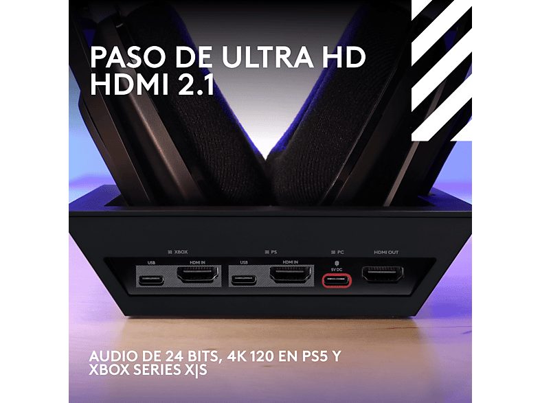 Auriculares gaming - Logitech G ASTRO A50 X, Estación base, Multidispositivo, HDMI 4K, Lightspeed, Micrófono, PC/Mac/PS/Xbox, Bluetooth, Negro — foto 5