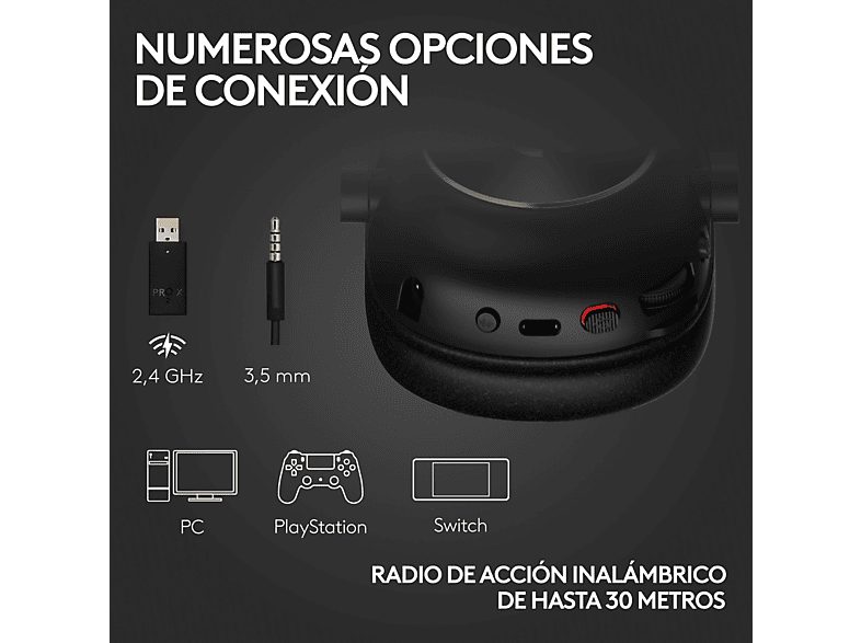 Auriculares gaming - Logitech G Pro X 2 Lightspeed + HS STAND, Inalámbrico, Bluetooth, Micrófono, 7.1 DTS, PC/PlayStation/Nintendo, Negro — foto 3