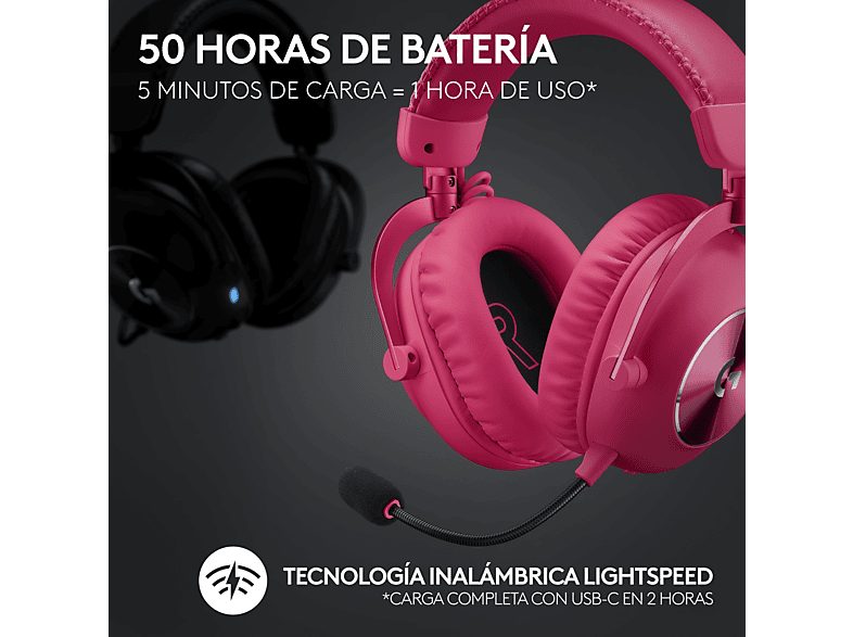 Auriculares gaming - Logitech G Pro X 2 Lightspeed, Inalámbrico, Bluetooth, Transductor de grafeno, 7.1 DTS, PC/PlayStation/Nintendo, Magenta — foto 3
