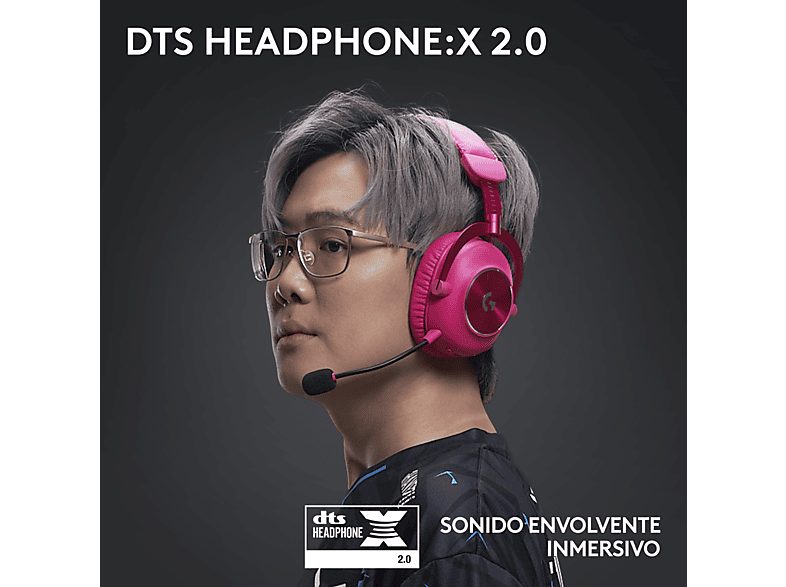 Auriculares gaming - Logitech G Pro X 2 Lightspeed, Inalámbrico, Bluetooth, Transductor de grafeno, 7.1 DTS, PC/PlayStation/Nintendo, Magenta — foto 6