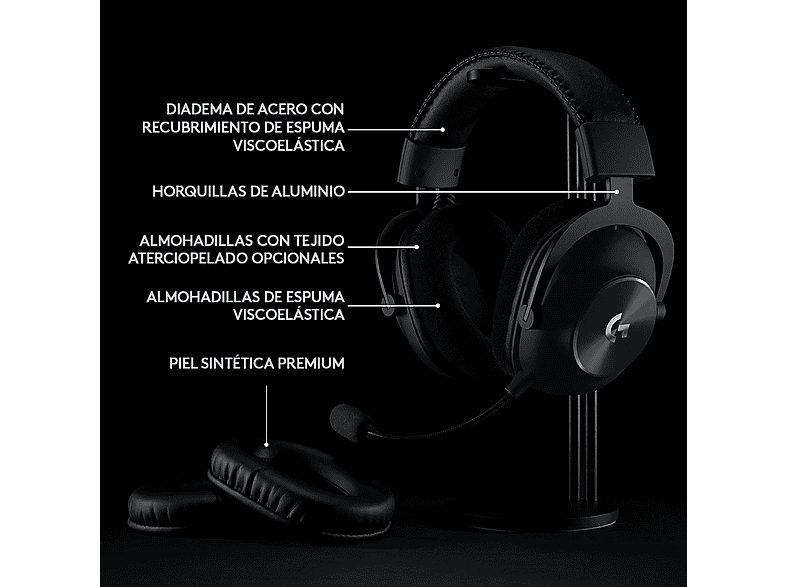 Auriculares gaming - Logitech G PRO X, Inalámbrico, Lightspeed, PC-PS5/PS4, Nintendo, Filtros de voz, Transductores 50 mm, 7.1 canales, 20h, Negro — foto 6
