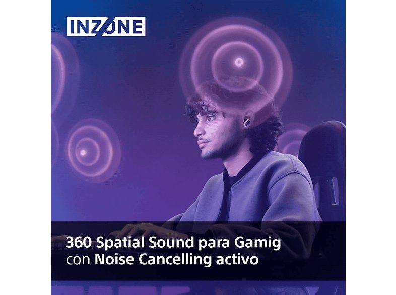Auriculares gaming - Sony INZONE Buds, True Wireless, Noise Cancelling, Inalámbricos, Baja latencia, 24h, Micrófono IA, PC/PlayStation 5 (PS5), Blanco — foto 3