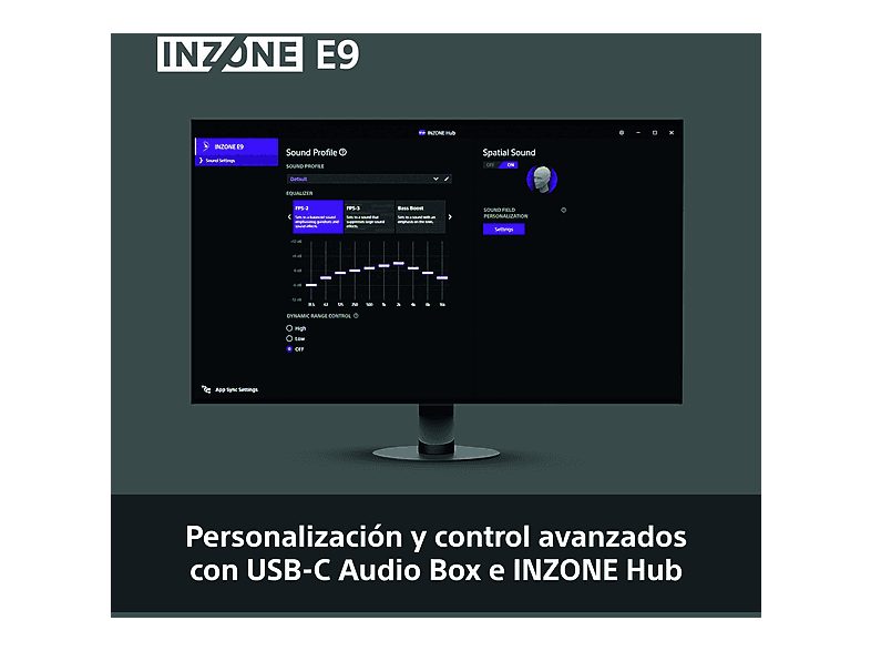 Auriculares gaming - Sony INZONE E9, Aislamiento acústico, Caja de audio USB-C, PC streaming, Cable 1,8 m, Fnatic, Estuche, G900W, Blanco — foto 6