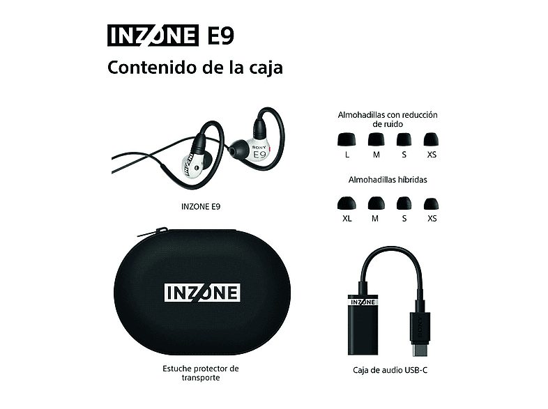 Auriculares gaming - Sony INZONE E9, Aislamiento acústico, Caja de audio USB-C, PC streaming, Cable 1,8 m, Fnatic, Estuche, G900W, Blanco — foto 9