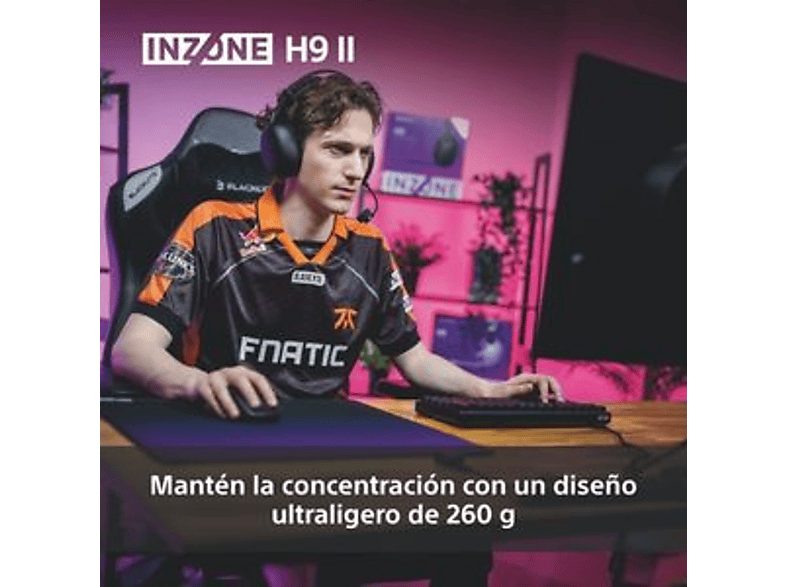 Auriculares gaming - Sony INZONE H9 II, Inalámbricos, Noise Cancelling, Fnatic, Micrófono, IA, 30h, Bluetooth/LE/2,4 GHz, Ligeros, PC, WHG910N, Blanco — foto 4