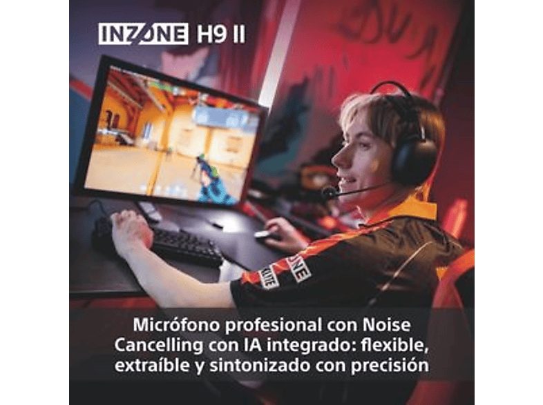 Auriculares gaming - Sony INZONE H9 II, Inalámbricos, Noise Cancelling, Fnatic, Micrófono, IA, 30h, Bluetooth/LE/2,4 GHz, Ligeros, PC, WHG910N, Blanco — foto 6
